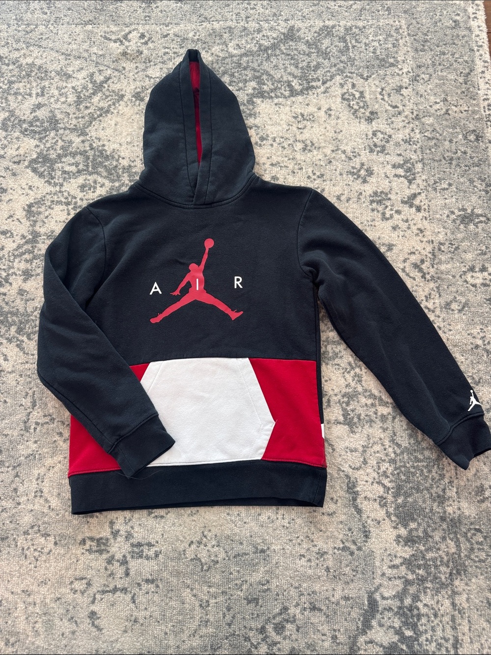 Jordan Black, Red & White Crewneck Pullover Hoodie